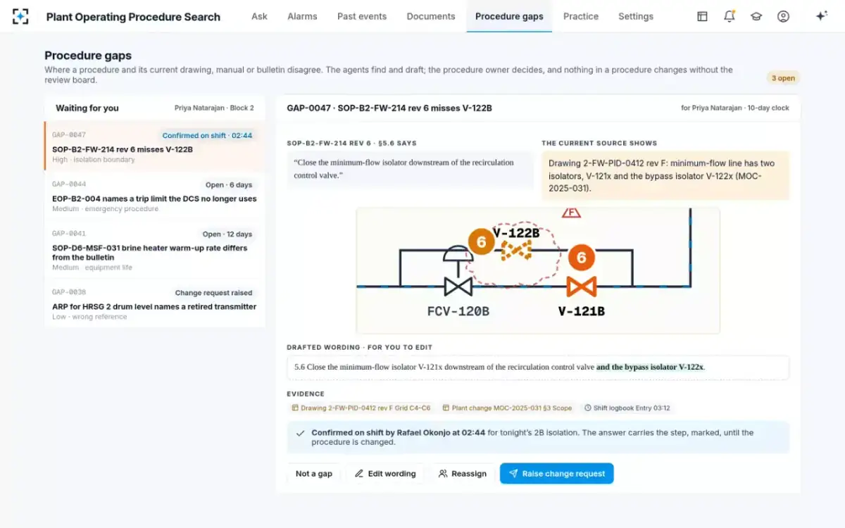 Plant Operating Procedure Search — Procedure gaps