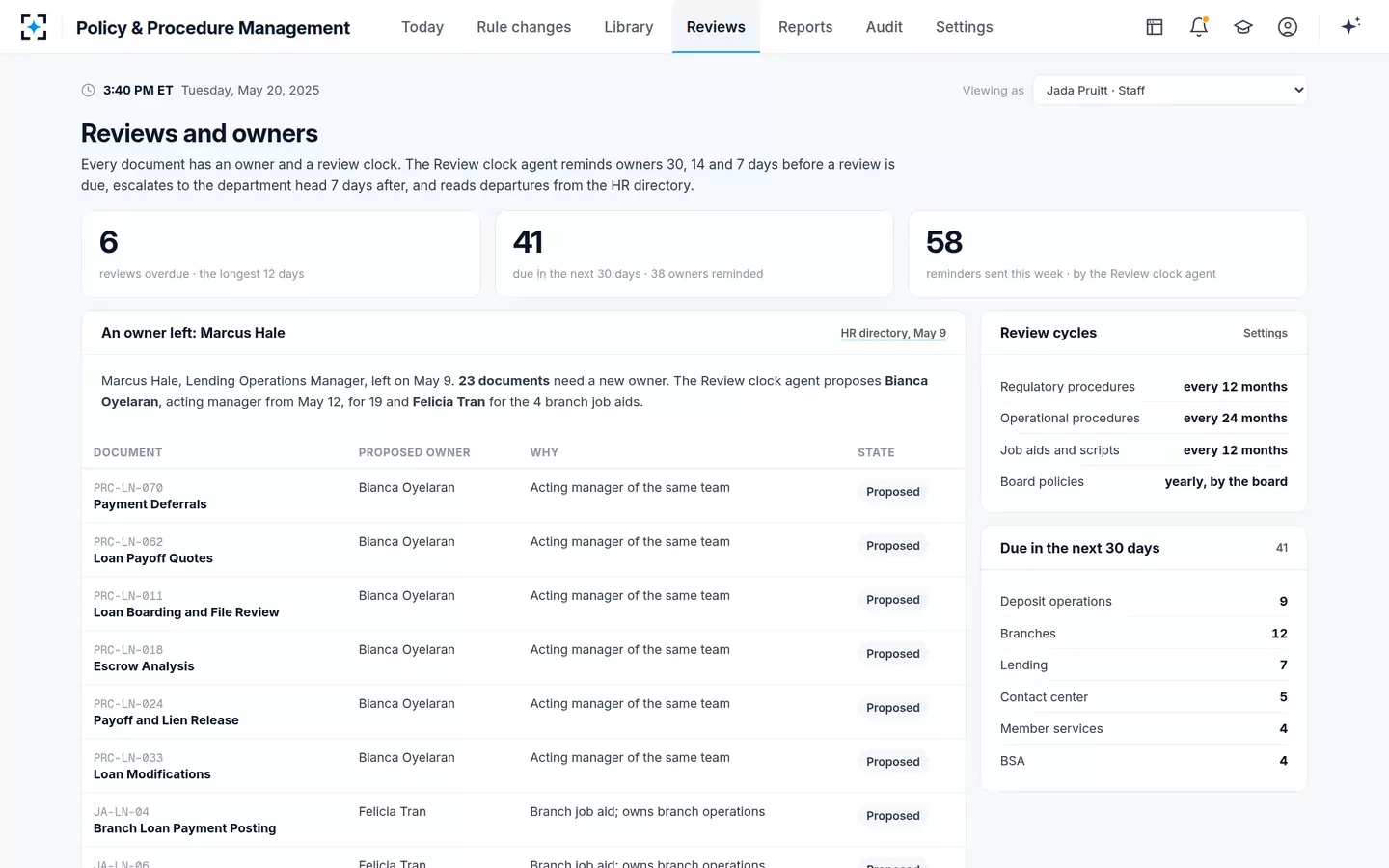 Policy & Procedure Management — A policy review process that keeps every document owned