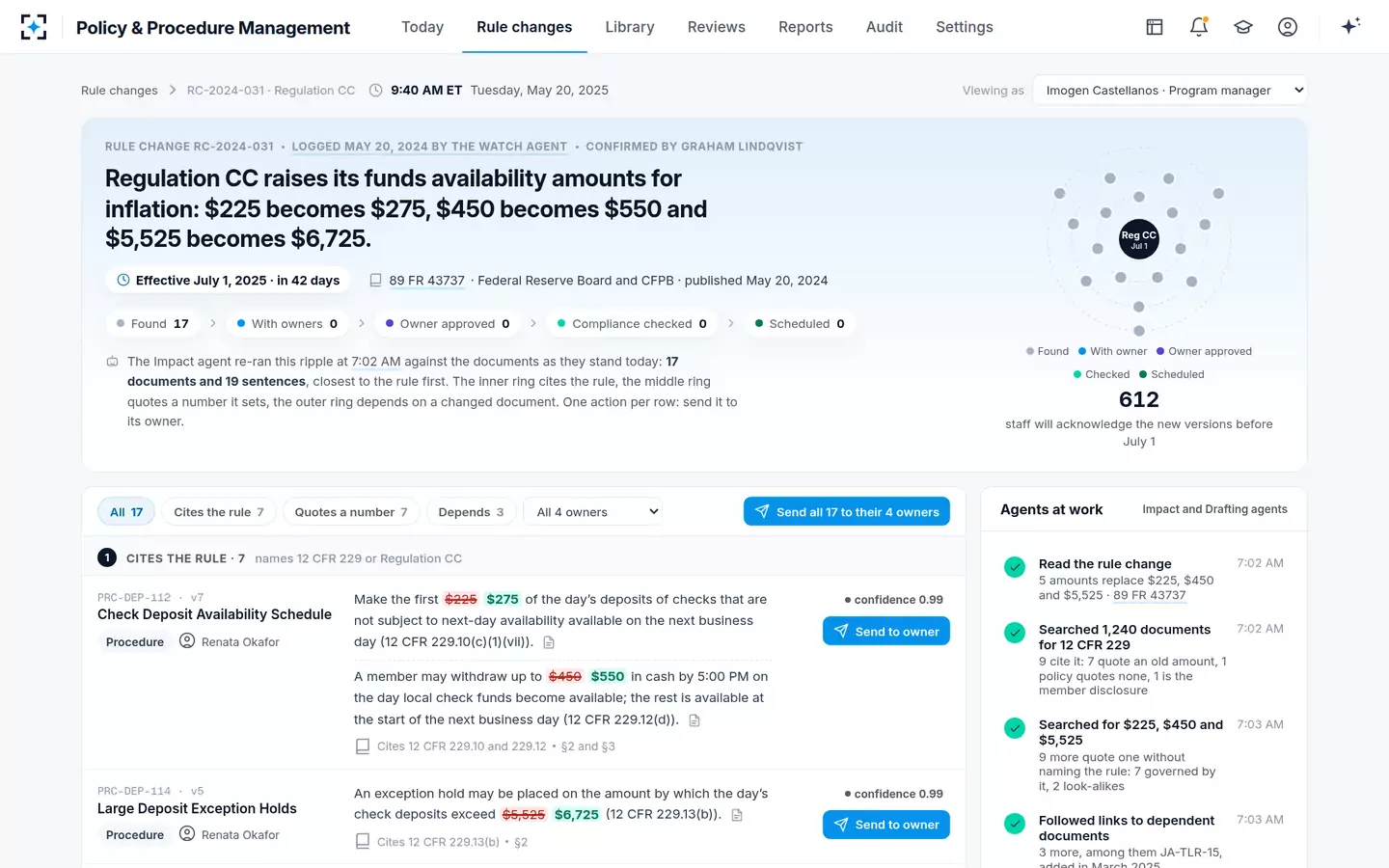 Policy & Procedure Management — Regulatory change management drawn as a ripple