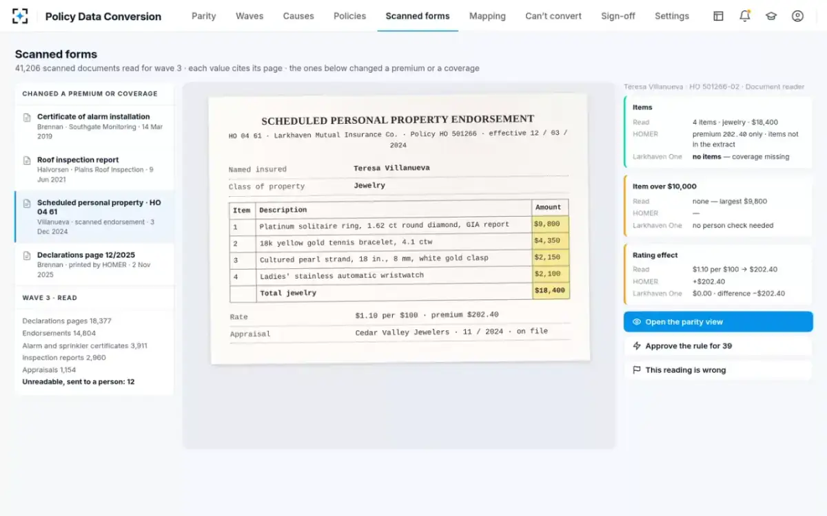 Policy Data Conversion — A scheduled property endorsement