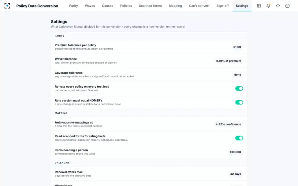 Policy Data Conversion — Your conversion’s rules