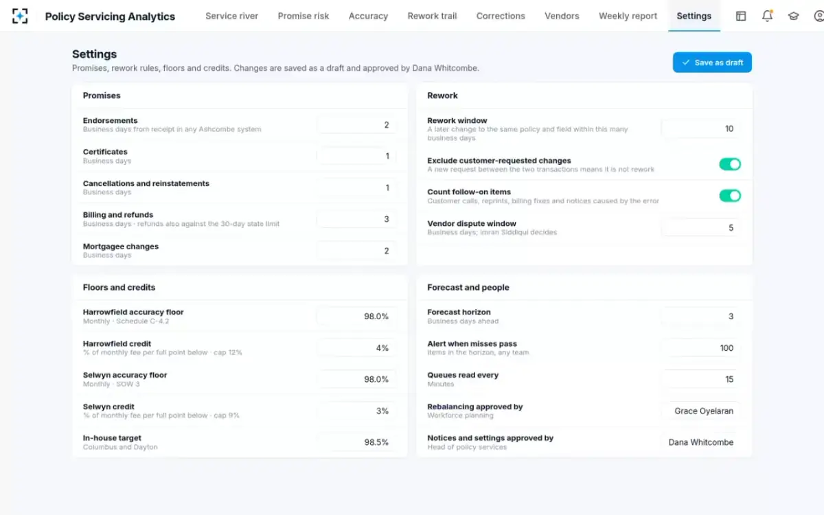 Policy Servicing Analytics — Your rules