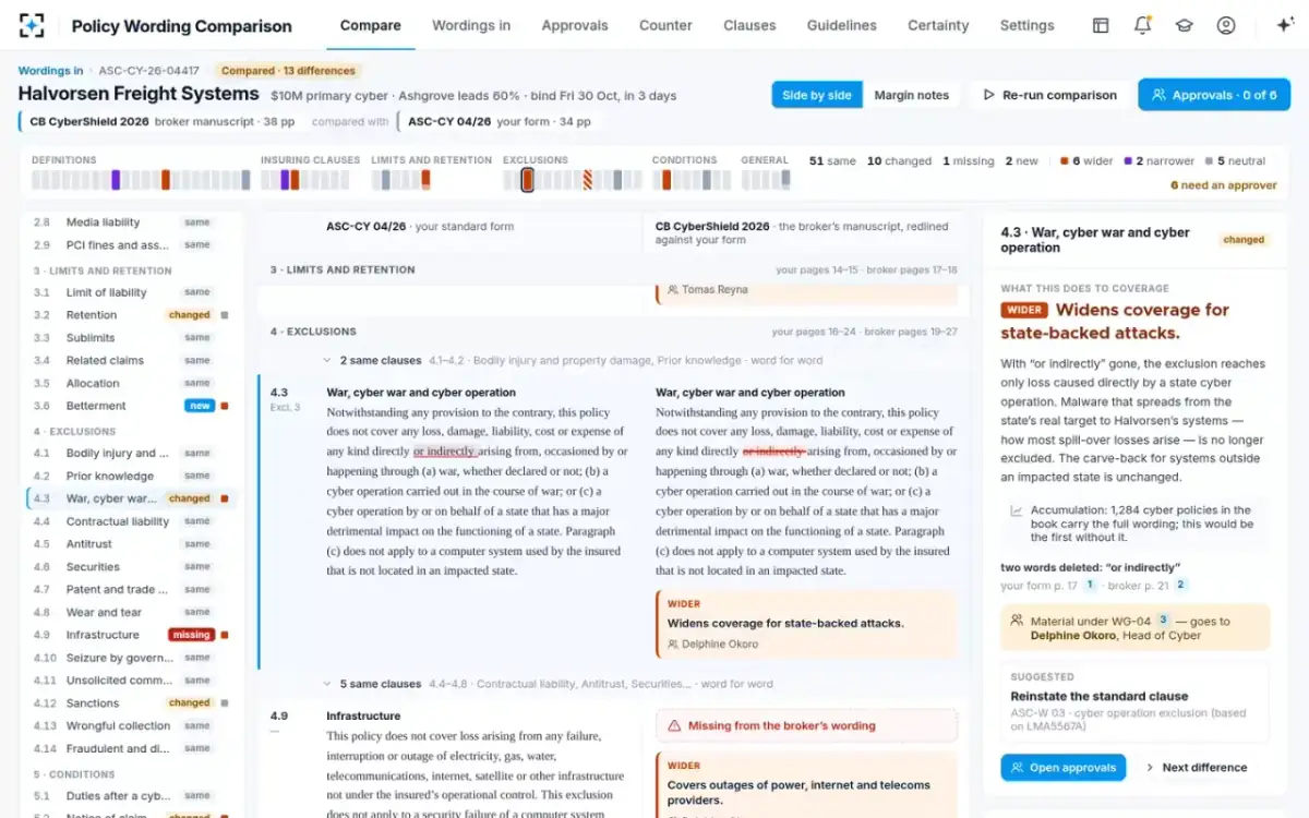 Policy Wording Comparison — Compare