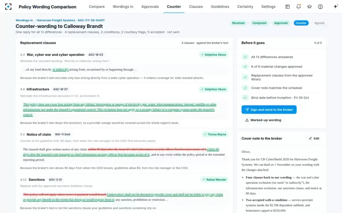 Policy Wording Comparison — Counter-wording