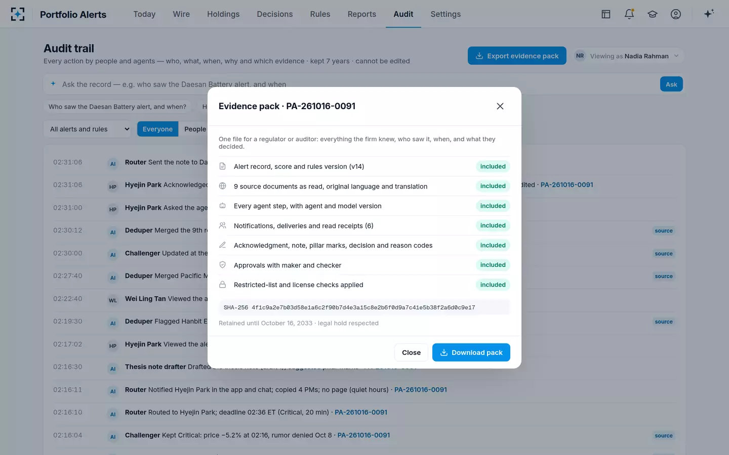 Portfolio Alerts — The evidence pack