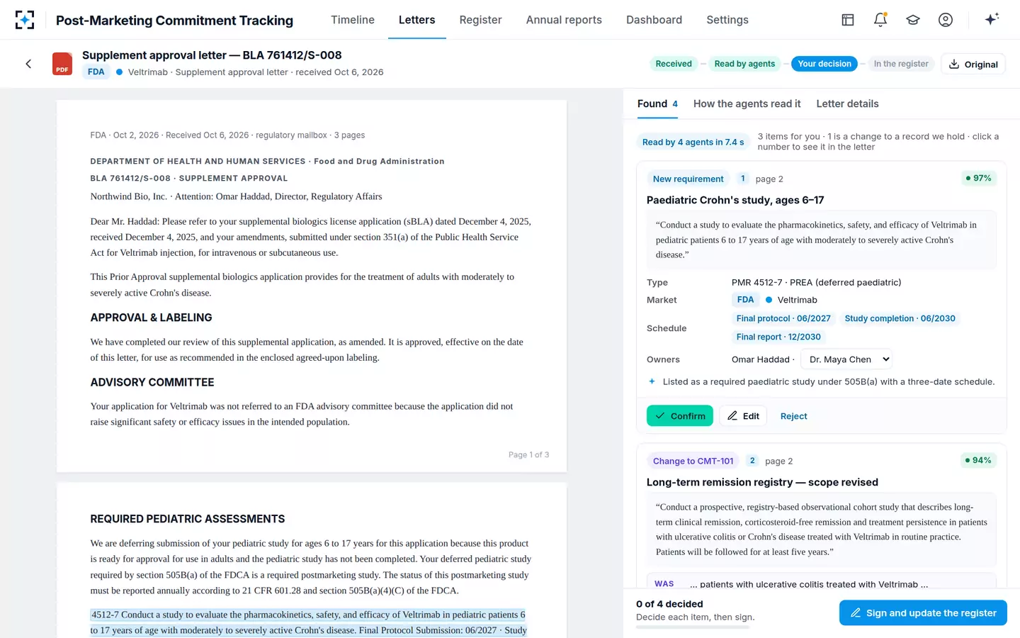 Post-Marketing Commitment Tracking — Letter review
