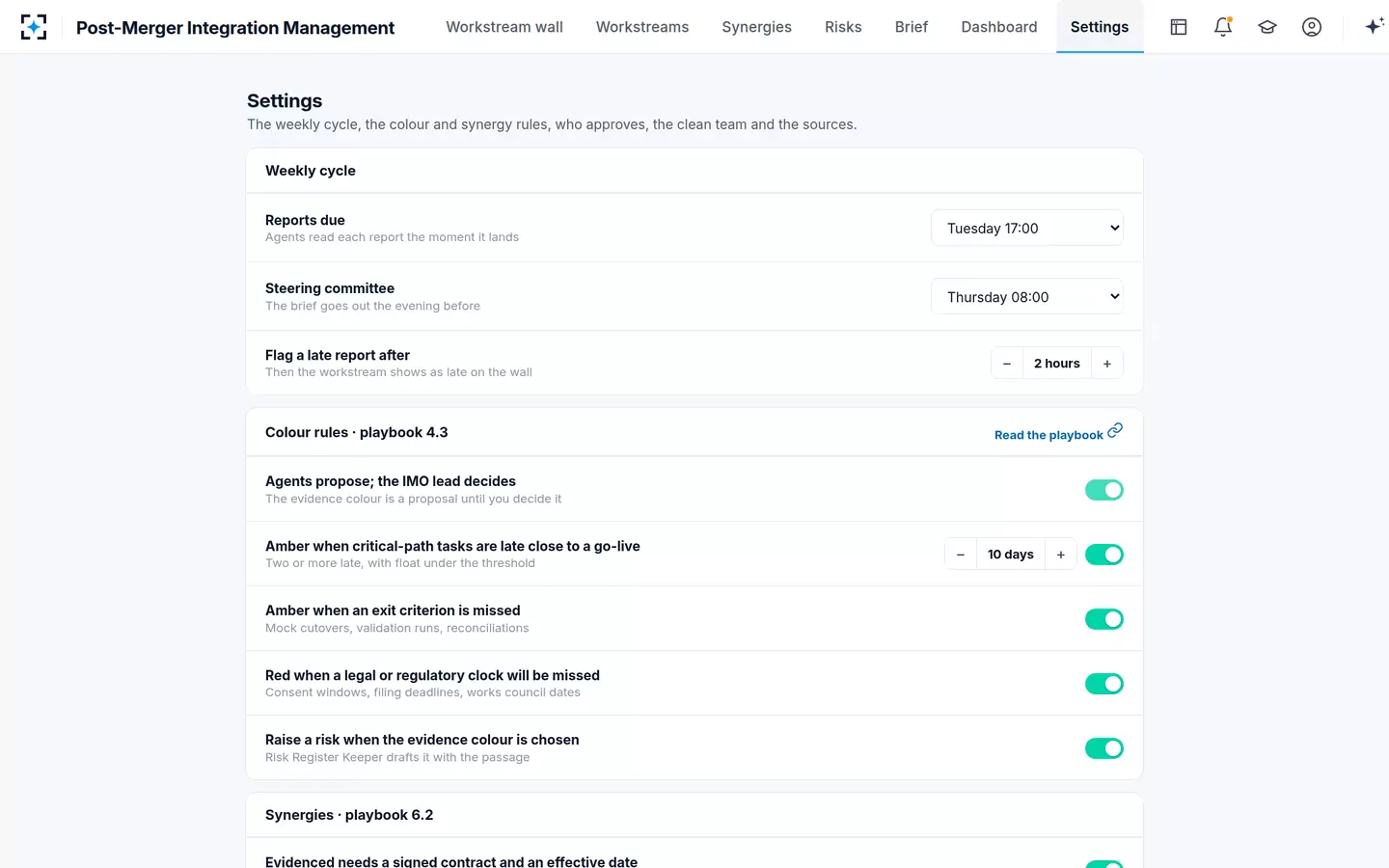 Post-Merger Integration Management — Your rules