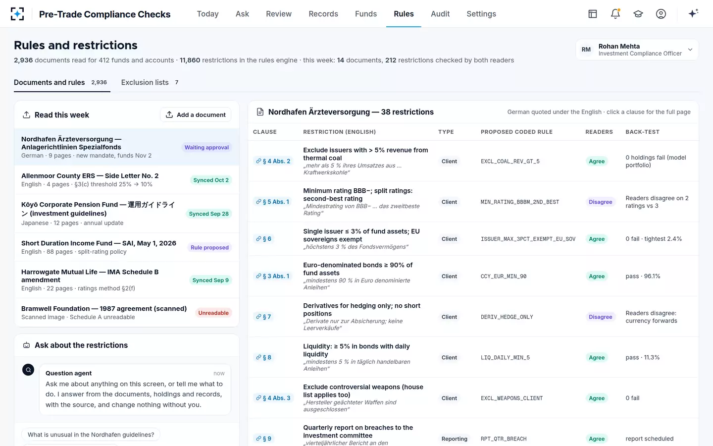 Pre-Trade Compliance Checks — Investment restrictions, in any language