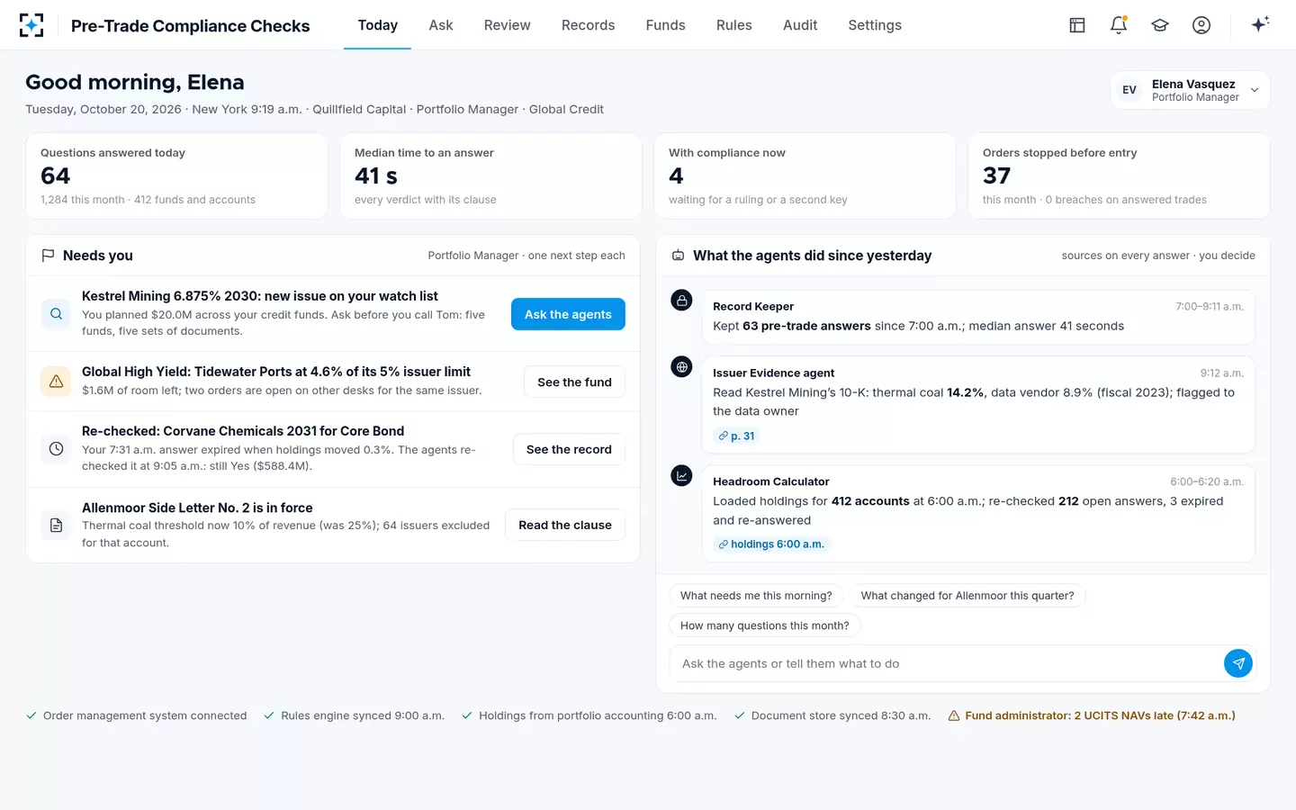 Pre-Trade Compliance Checks — Today: the portfolio manager’s morning
