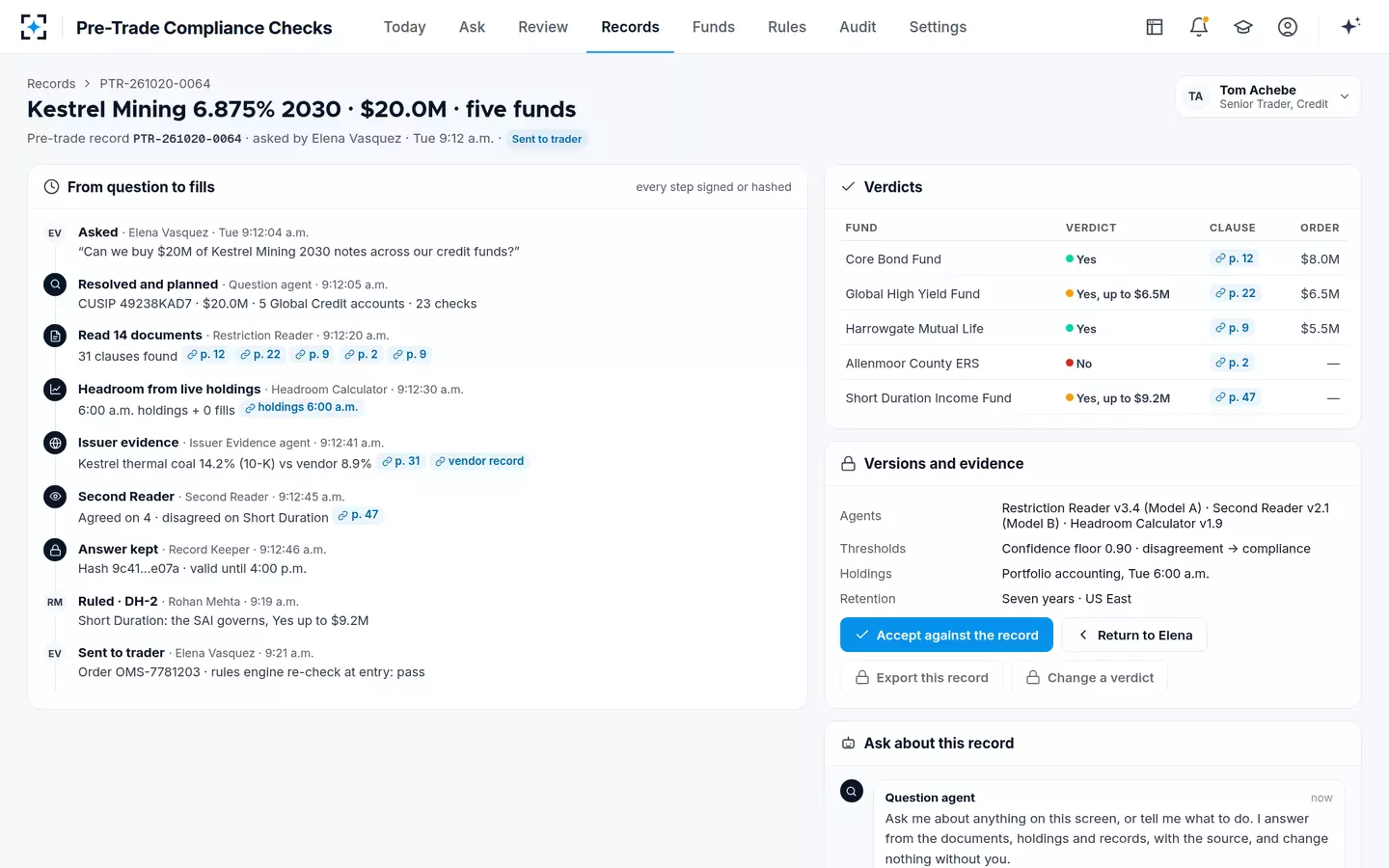 Pre-Trade Compliance Checks — The pre-trade record