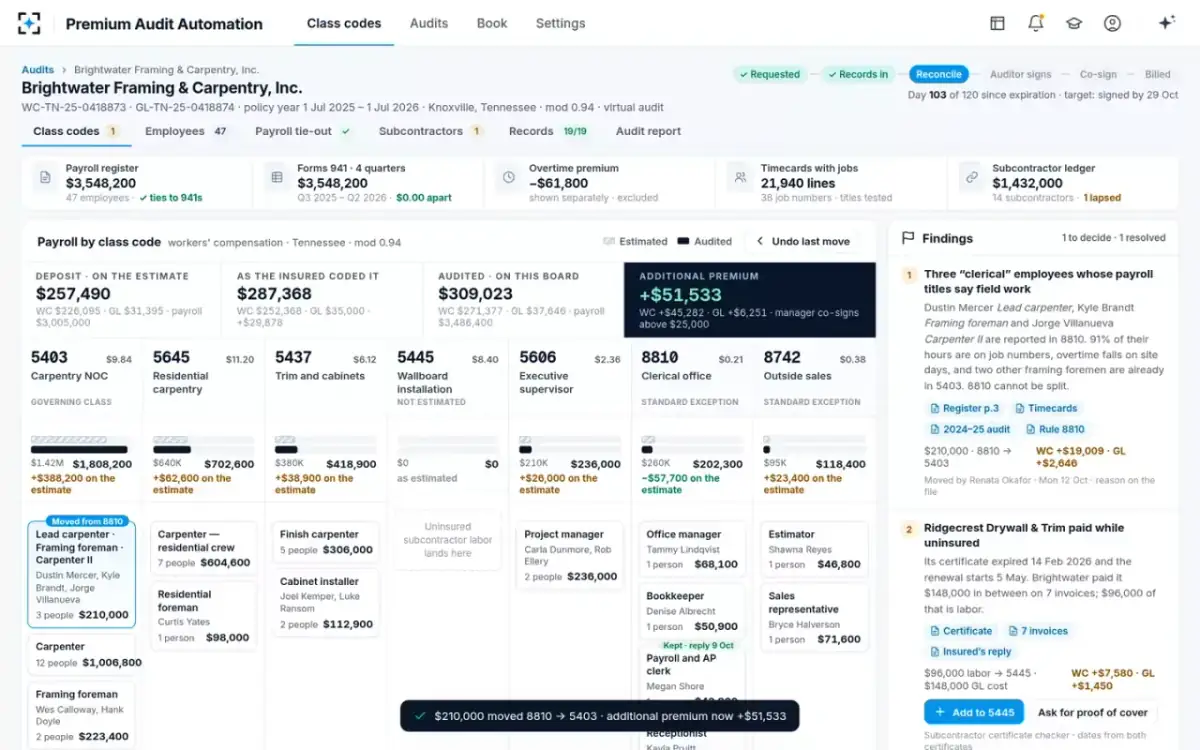 Premium Audit Automation — Payroll moved