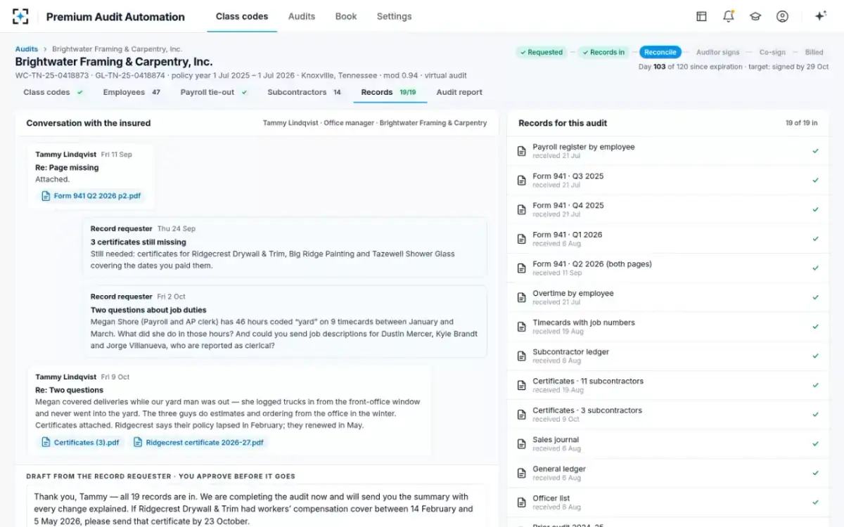 Premium Audit Automation — Records from the insured