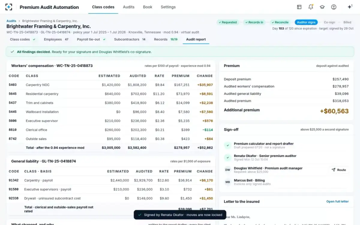 Premium Audit Automation — Sign-off
