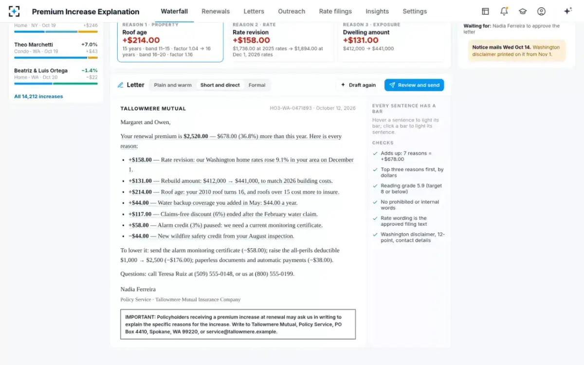 Premium Increase Explanation — The letter, in a chosen voice