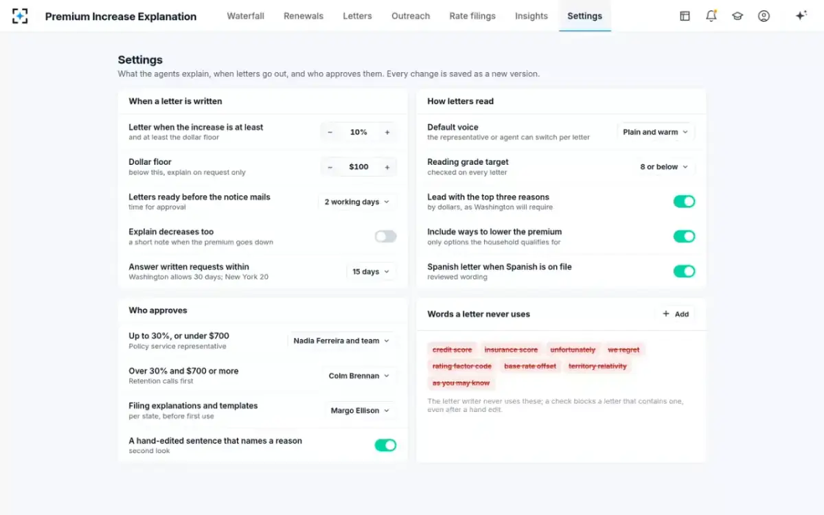 Premium Increase Explanation — Your rules