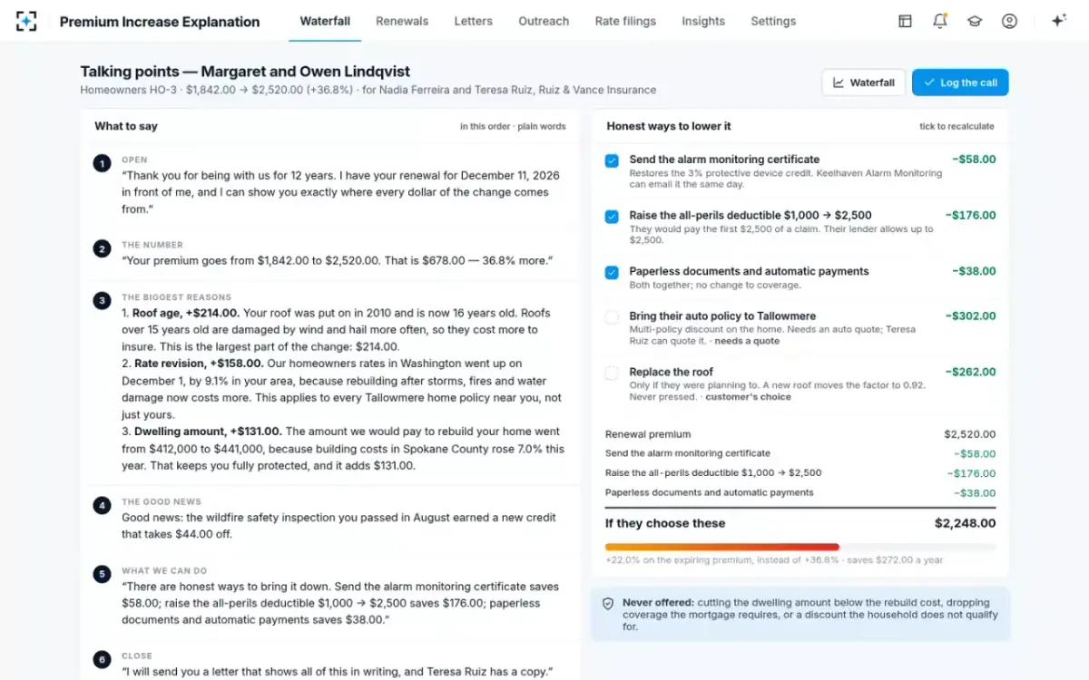 Premium Increase Explanation — Talking points