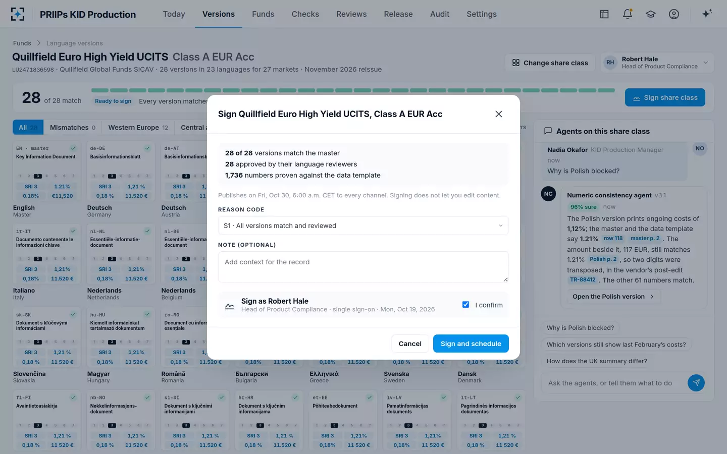 PRIIPs KID Production — Compliance sign-off
