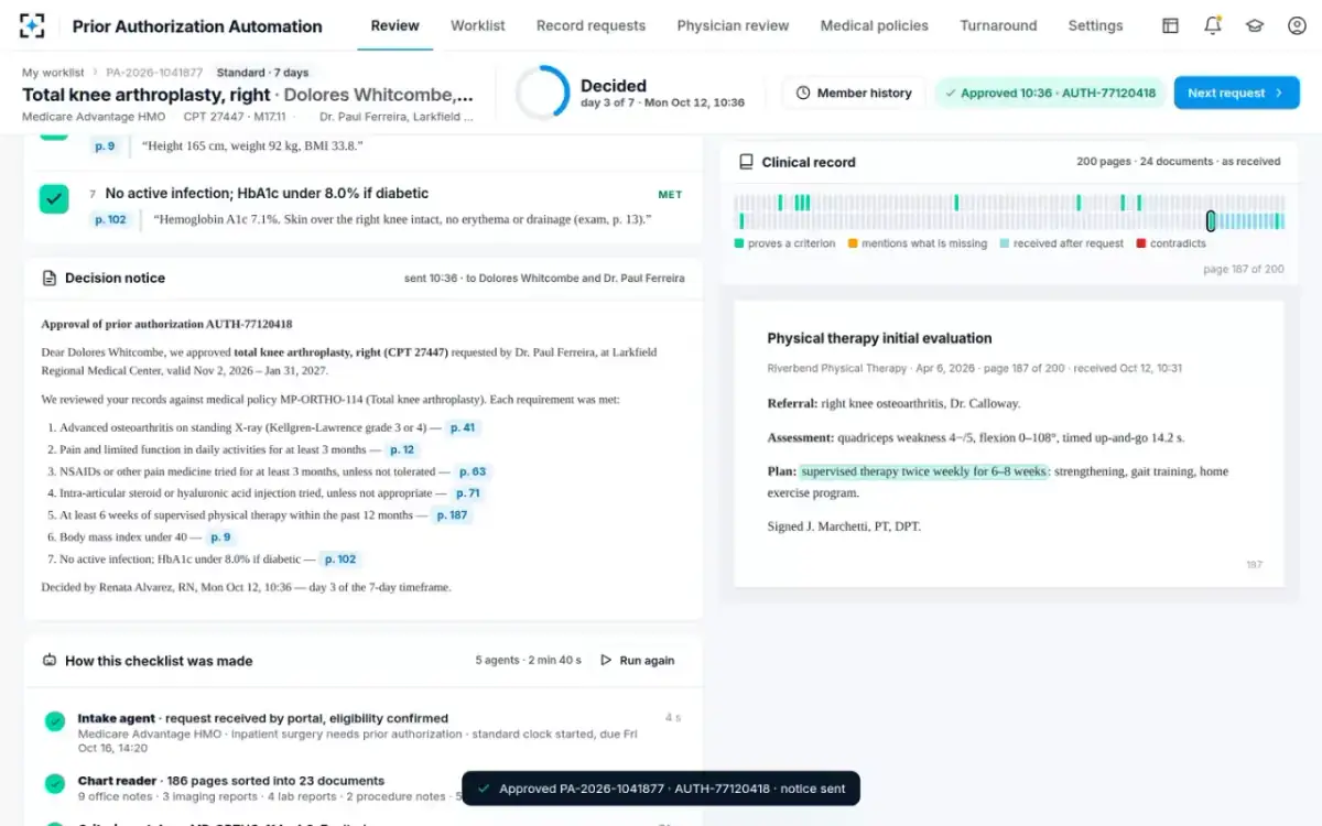 Prior Authorization Automation — Approved, with the notice