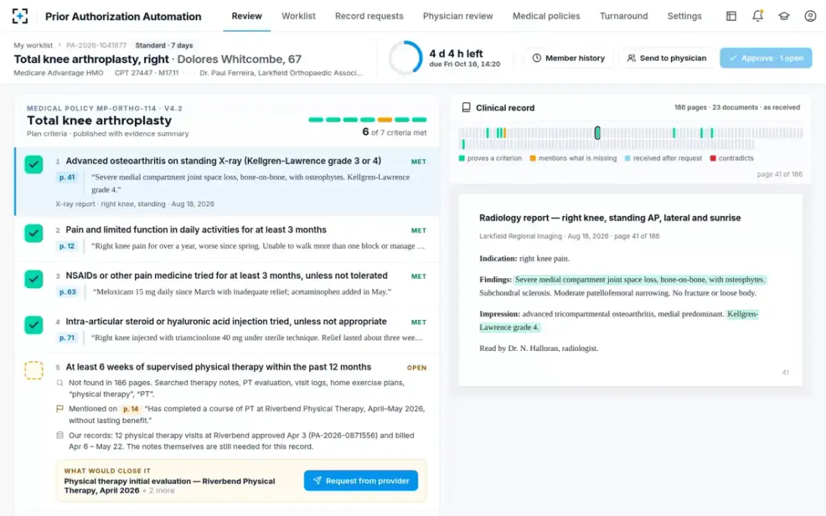 Prior Authorization Automation — The page that proves it