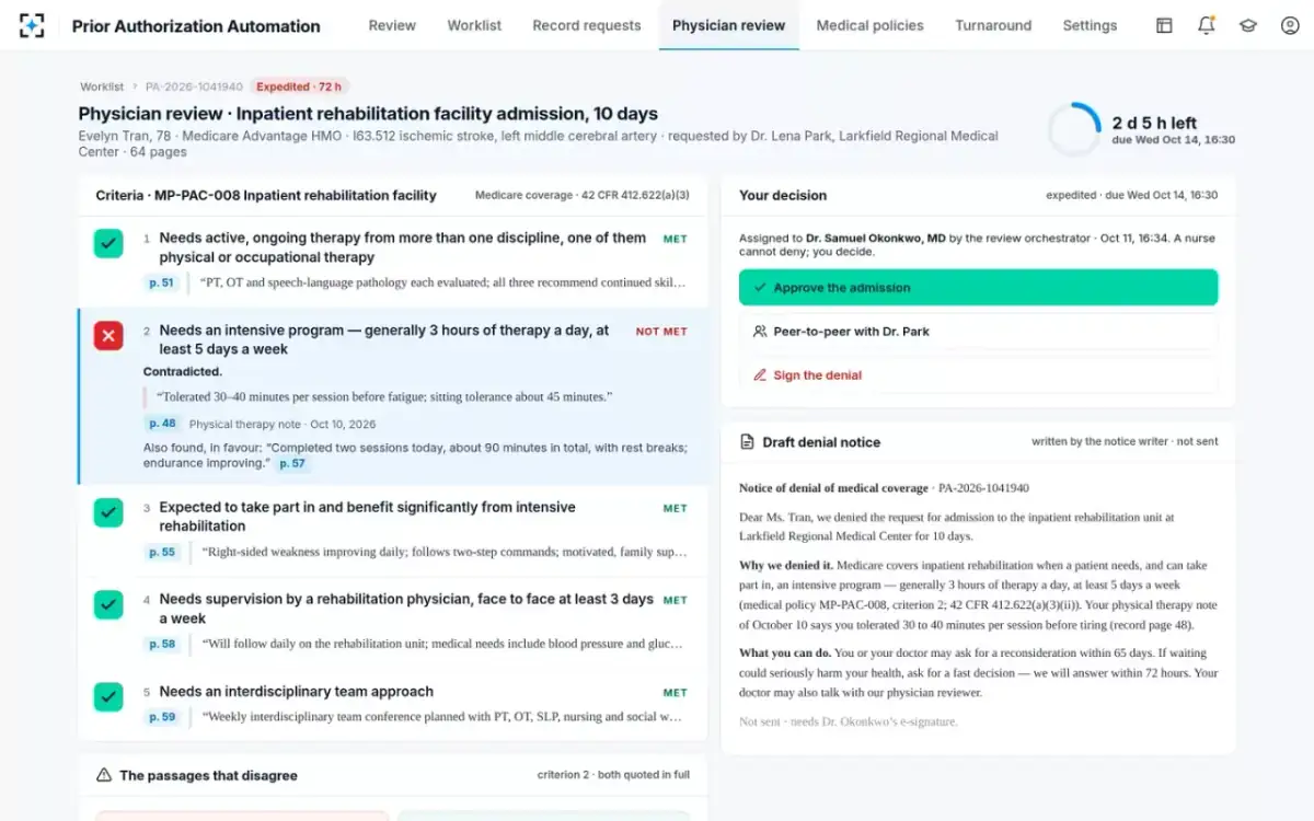 Prior Authorization Automation — Physician review