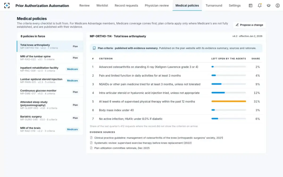 Prior Authorization Automation — Medical policies