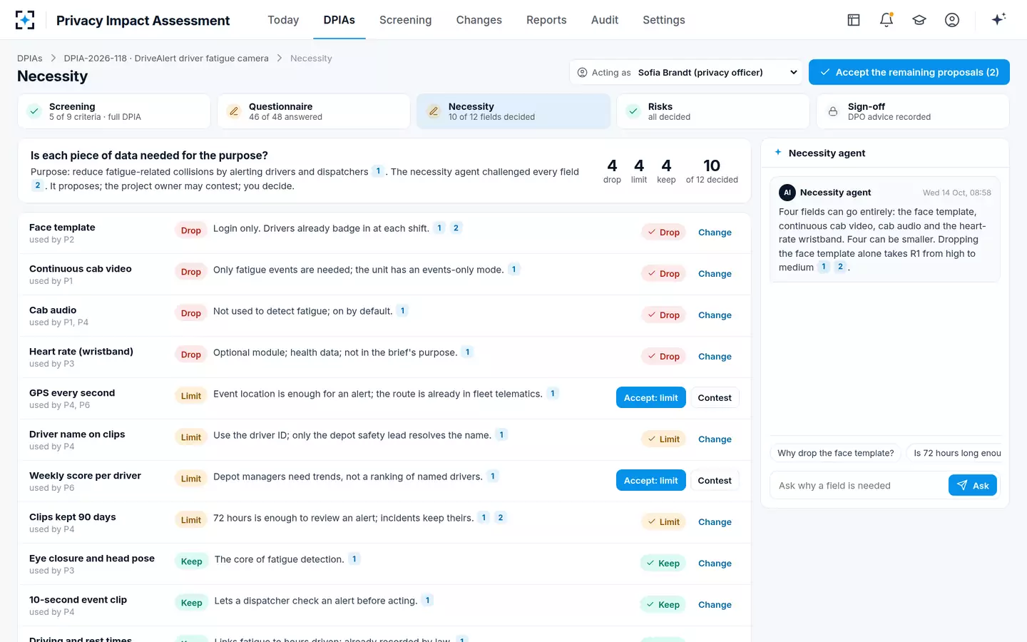Privacy Impact Assessment — Necessity