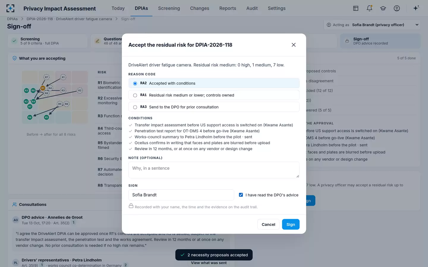 Privacy Impact Assessment — Accept and sign