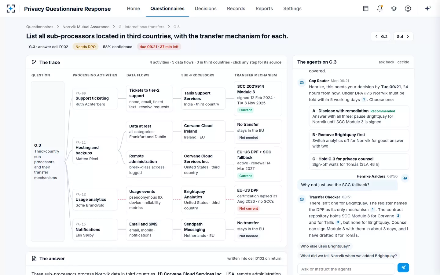 Privacy Questionnaire Response — Asking the agents back