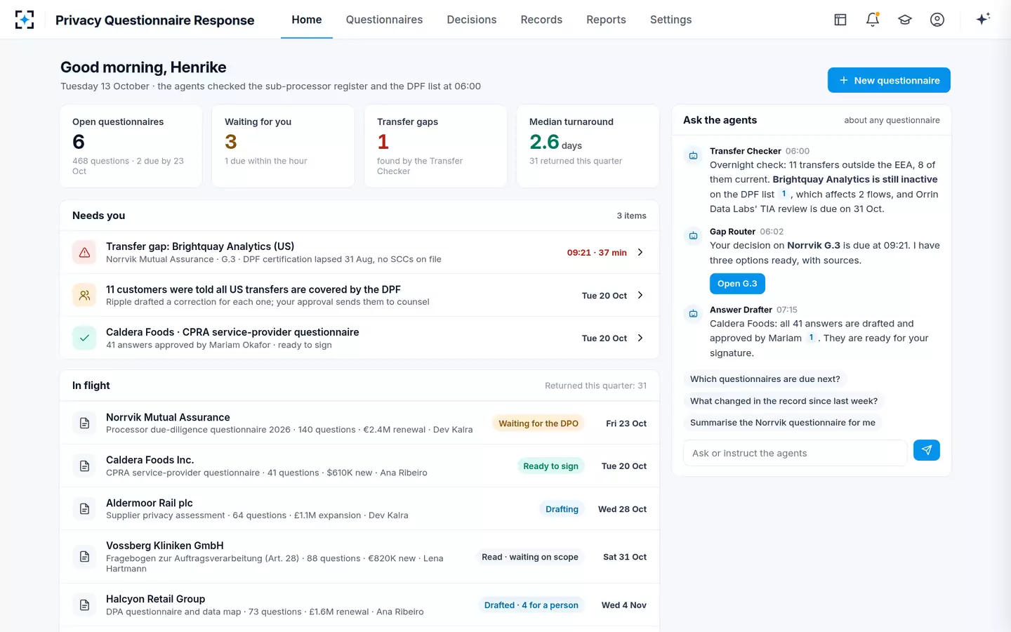 Privacy Questionnaire Response — Home