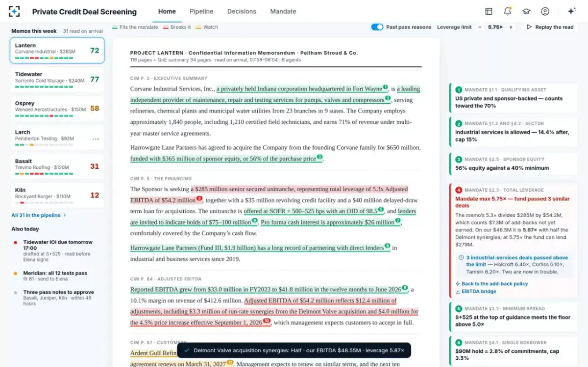 Private Credit Deal Screening — A what-if on the memo