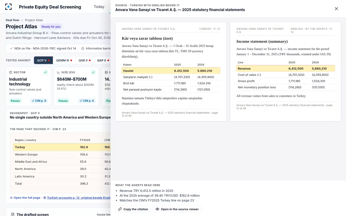 Private Equity Deal Screening — Filings in the original language