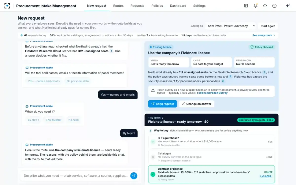 Procurement Intake Management — The route, set