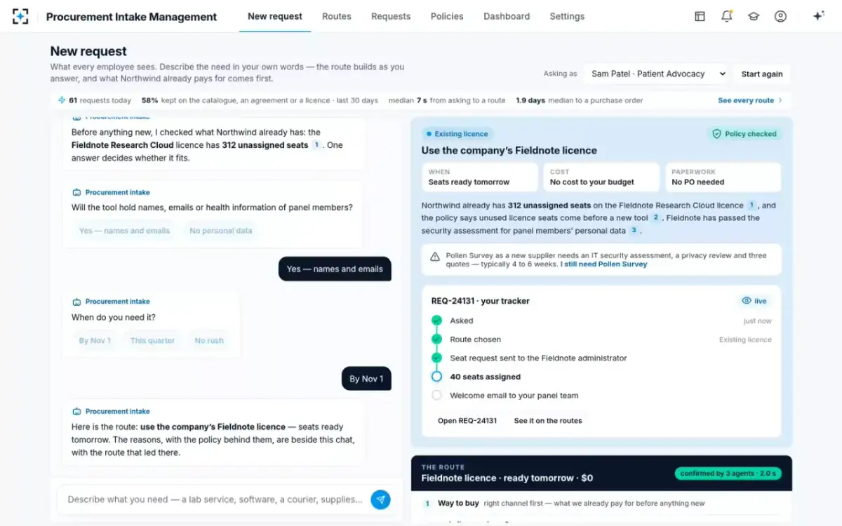 Procurement Intake Management — The requester's tracker
