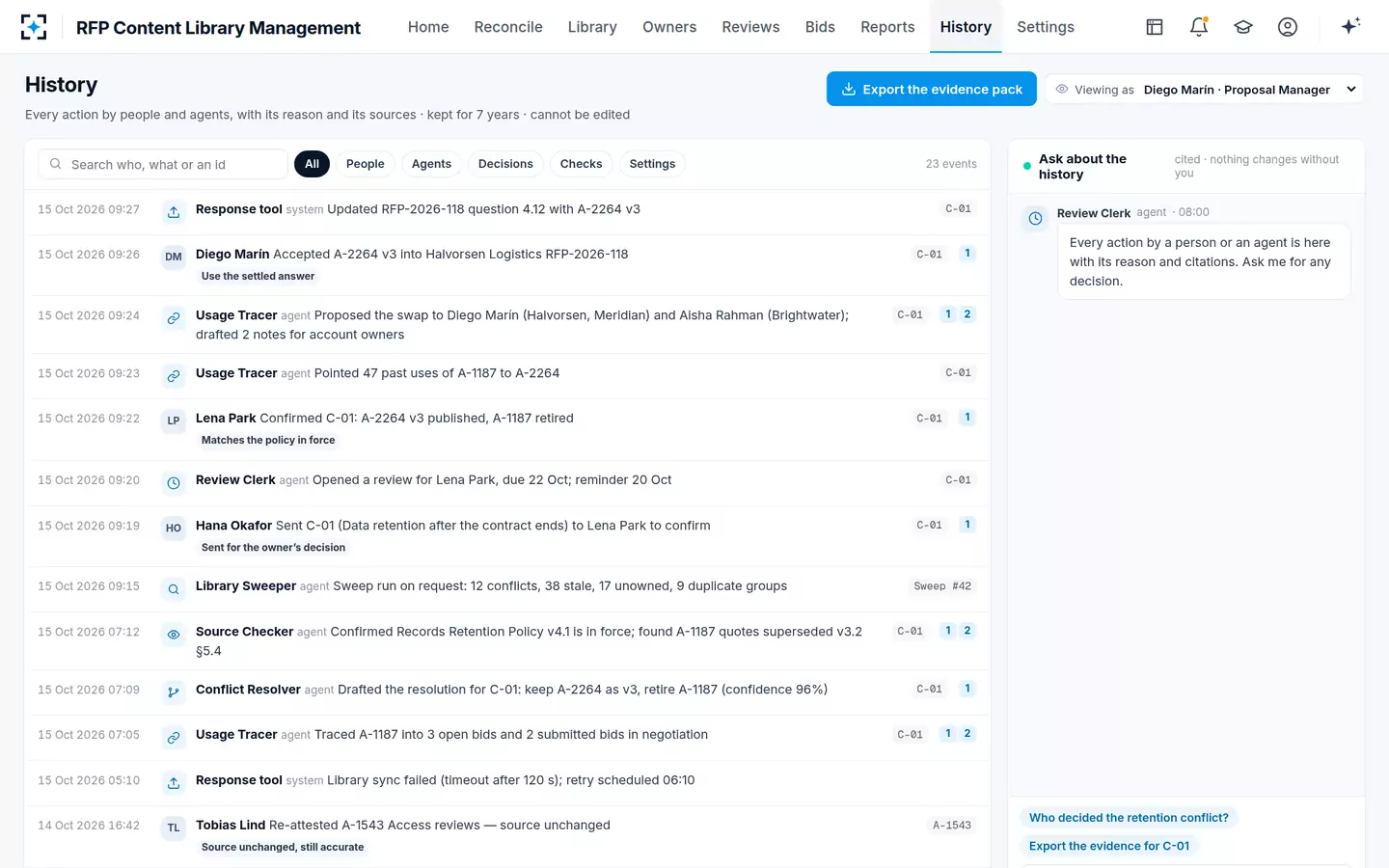 RFP Content Library Management — History