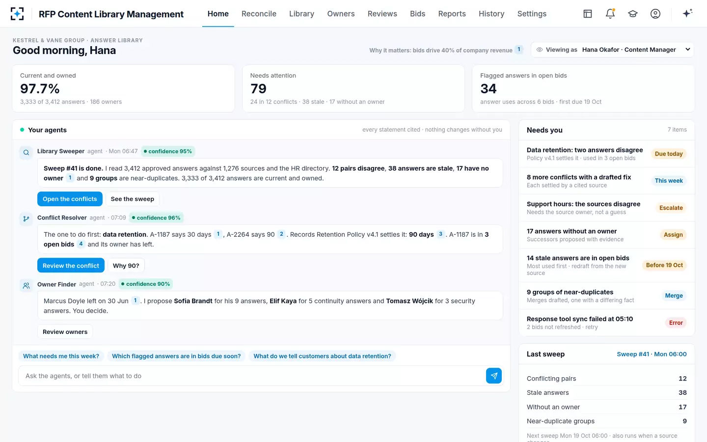 RFP Content Library Management — Home