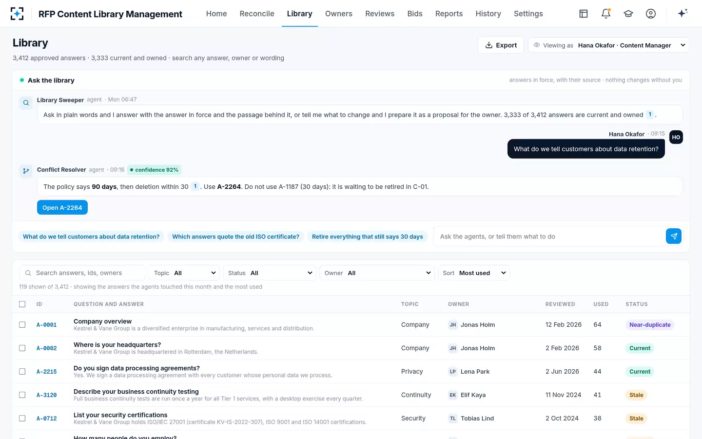 RFP Content Library Management — Ask the library