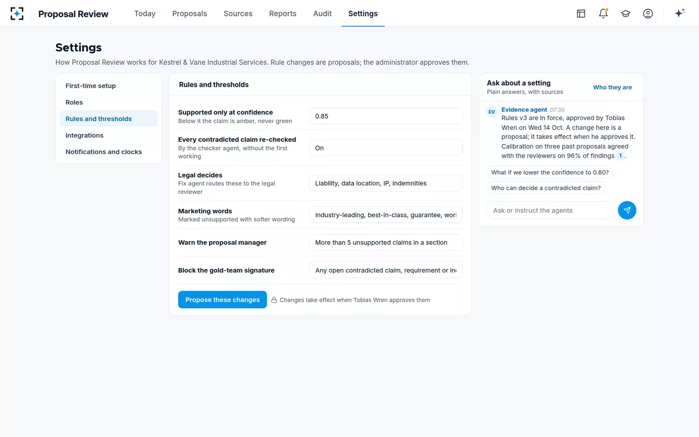 Proposal Review — Rules and thresholds