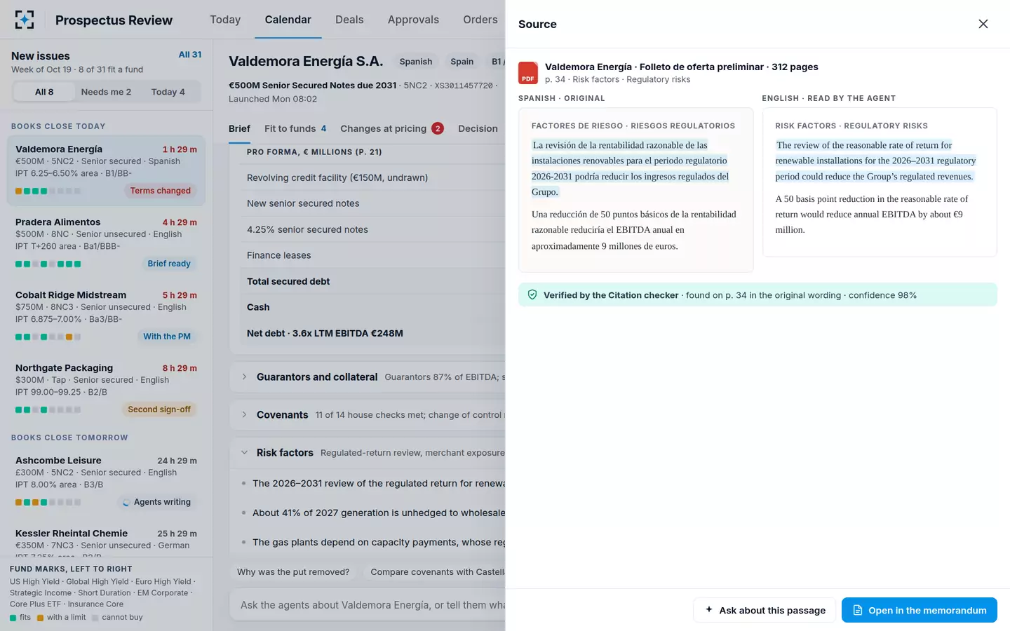 Prospectus Review — Offering circular page, Spanish beside English