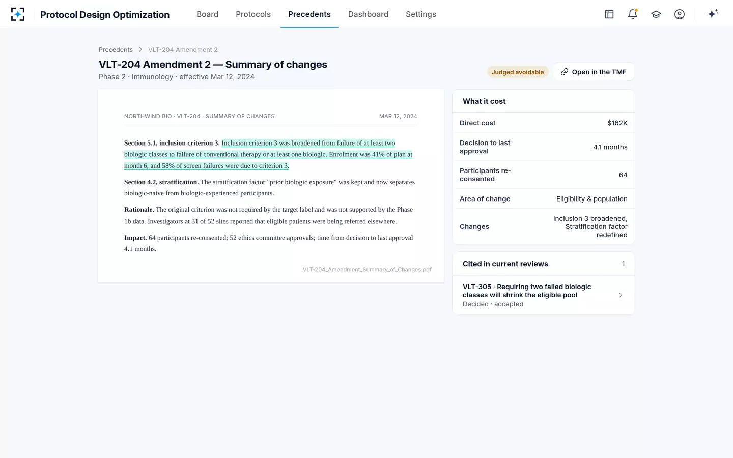 Protocol Design Optimization — One summary of changes