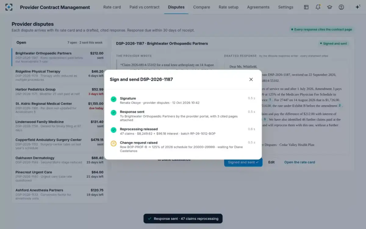 Provider Contract Management — Sign and send