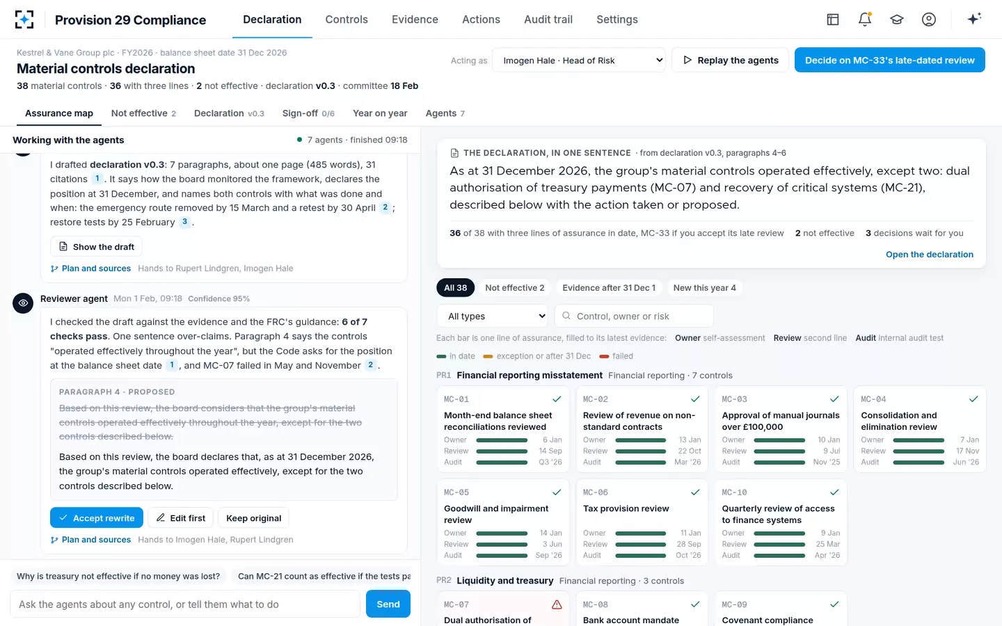 Provision 29 Compliance — The assurance map and the agents