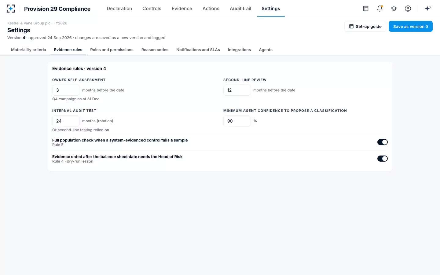 Provision 29 Compliance — Evidence rules
