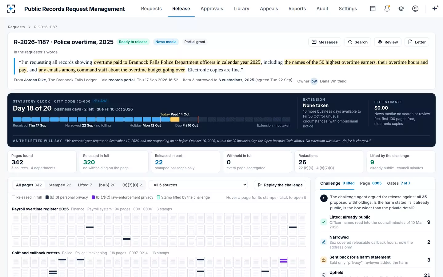 Public Records Request Management — The release