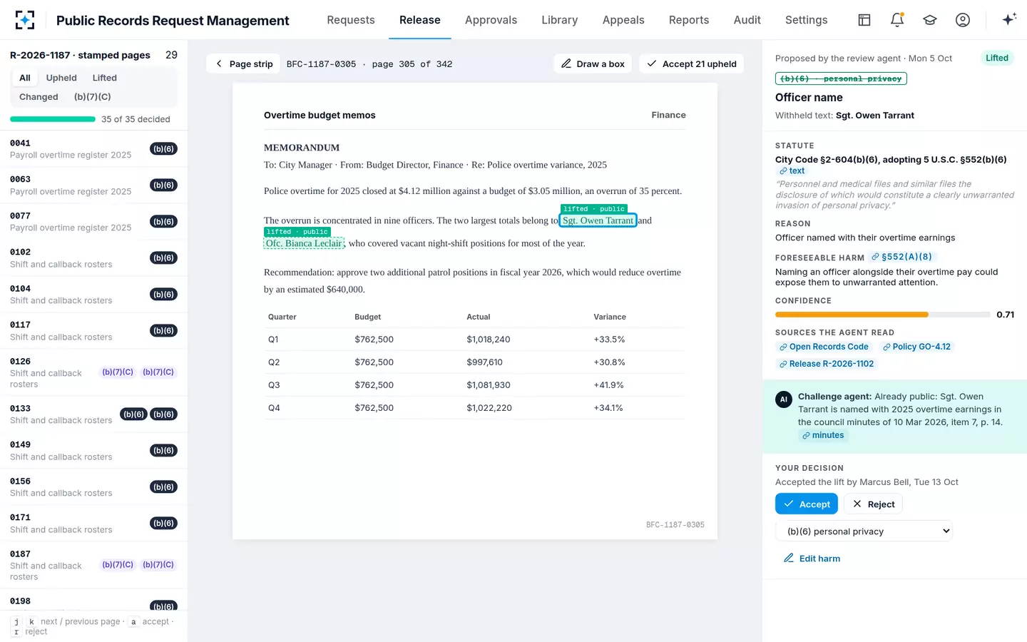 Public Records Request Management — Page review