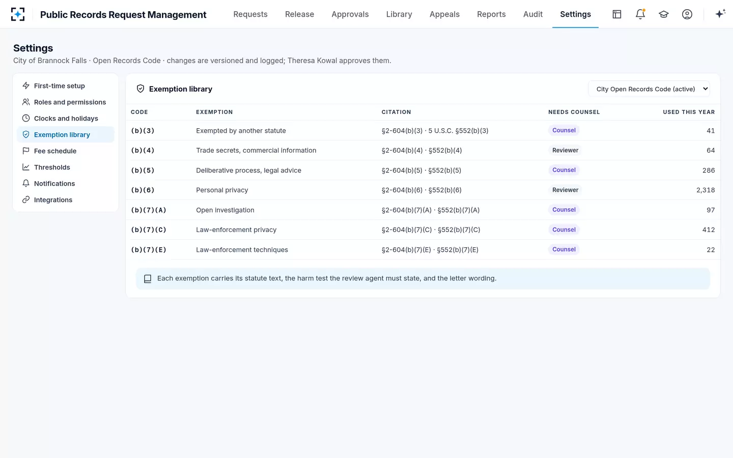 Public Records Request Management — Your exemptions