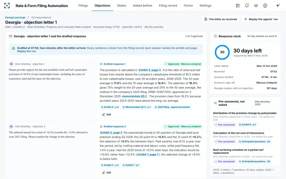 Rate & Form Filing Automation — Approved by the actuary