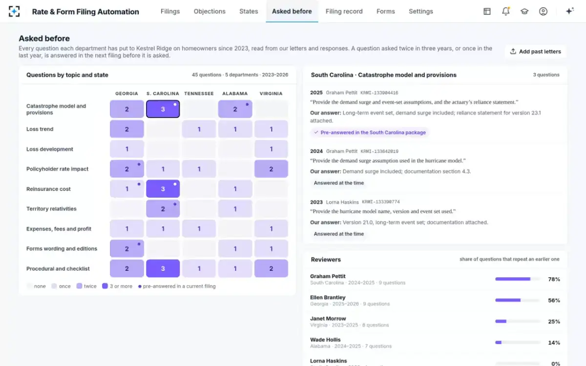 Rate & Form Filing Automation — Asked before