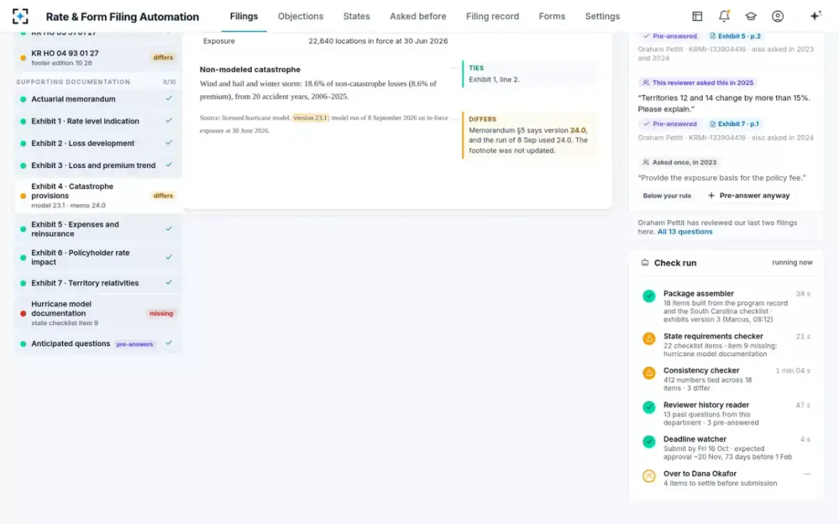 Rate & Form Filing Automation — The check run
