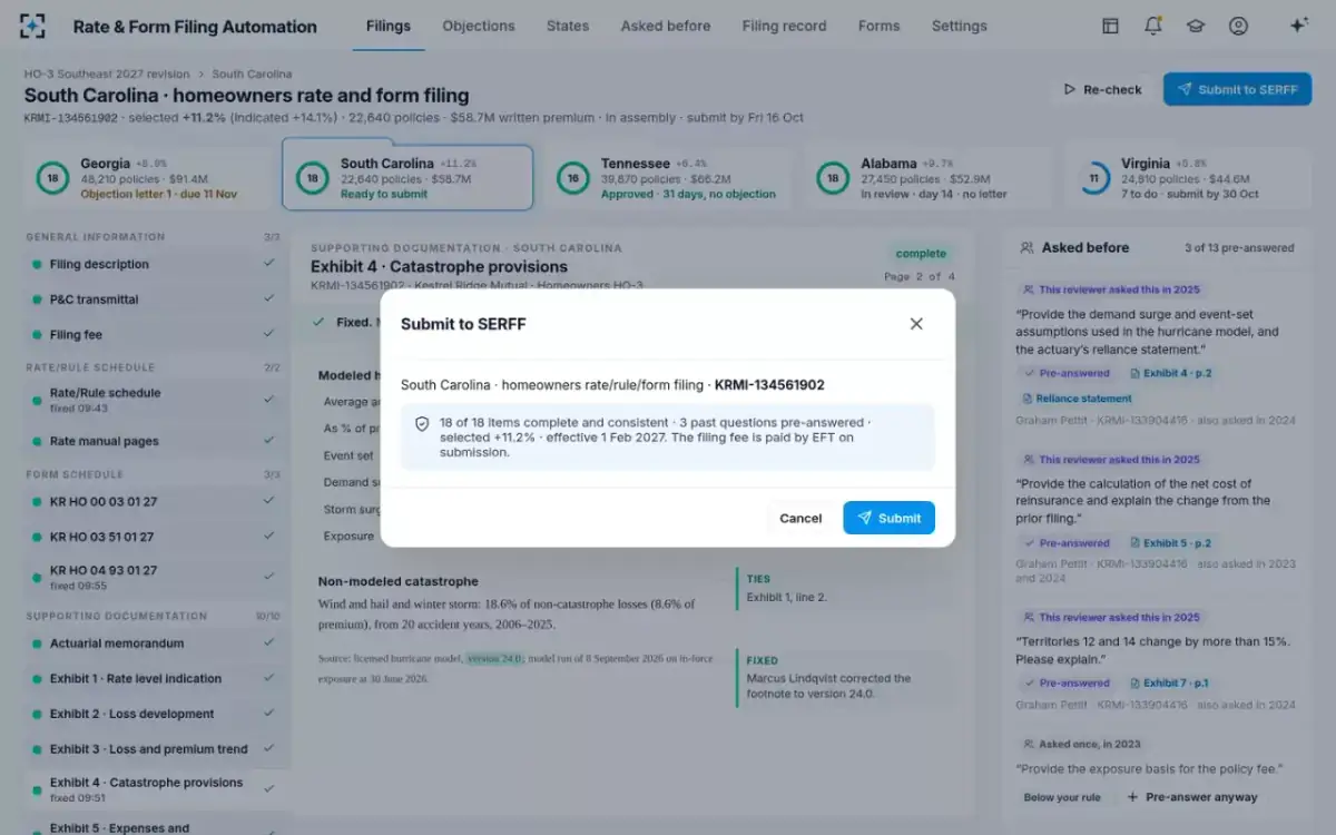 Rate & Form Filing Automation — Submit to SERFF