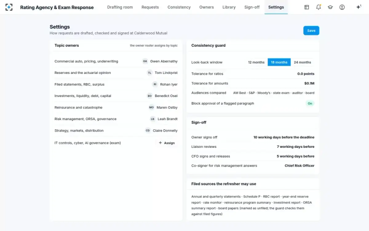 Rating Agency & Exam Response — Your rules